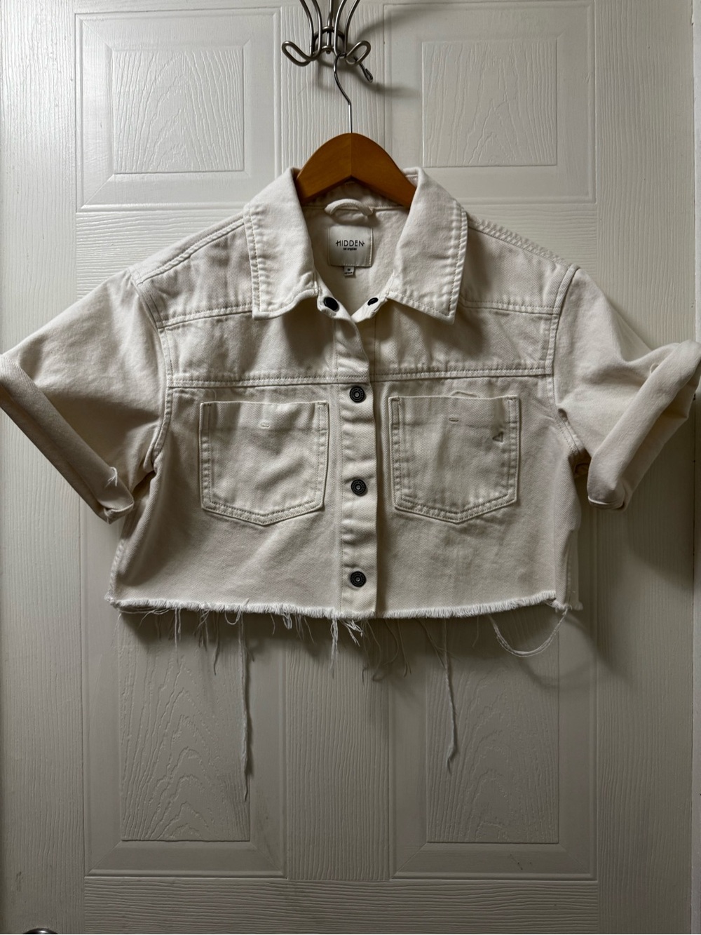 MDDN Cropped Boxy Jean Jacket - White